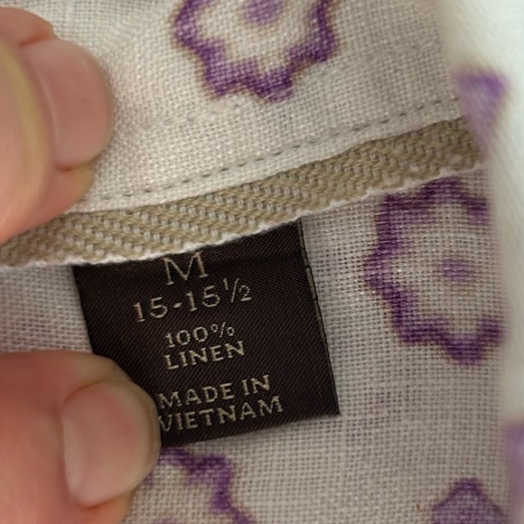 Tasso Elba Mens SZ M 100% Linen White Floral Button Short Sleeve Shirt Vacation - Picture 3 of 11